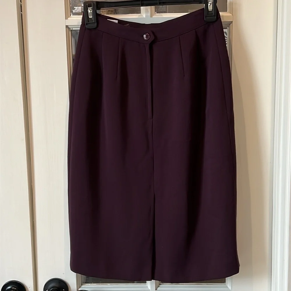 JACQUELINE FERRAR Vintage Dark Purple Midi Skirt Size 4